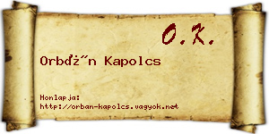 Orbán Kapolcs névjegykártya